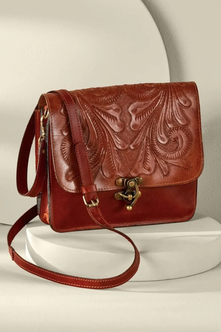Outlet Ada Embossed Leather Bag Handbags