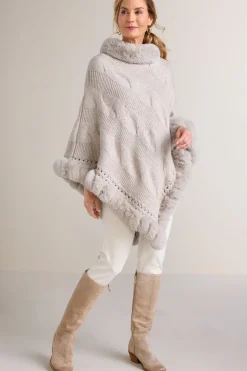 Alexi Cable Knit Poncho Scarves & Wraps