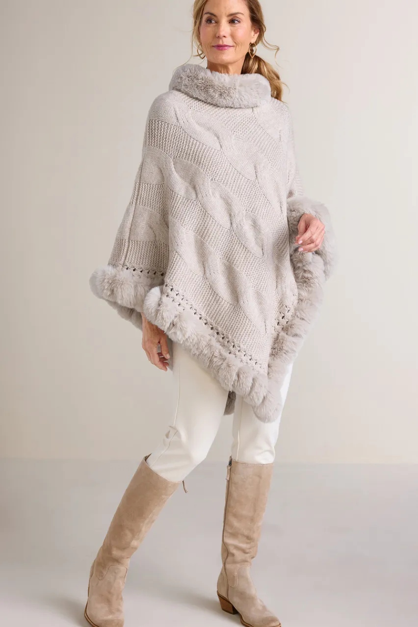 Alexi Cable Knit Poncho Scarves & Wraps