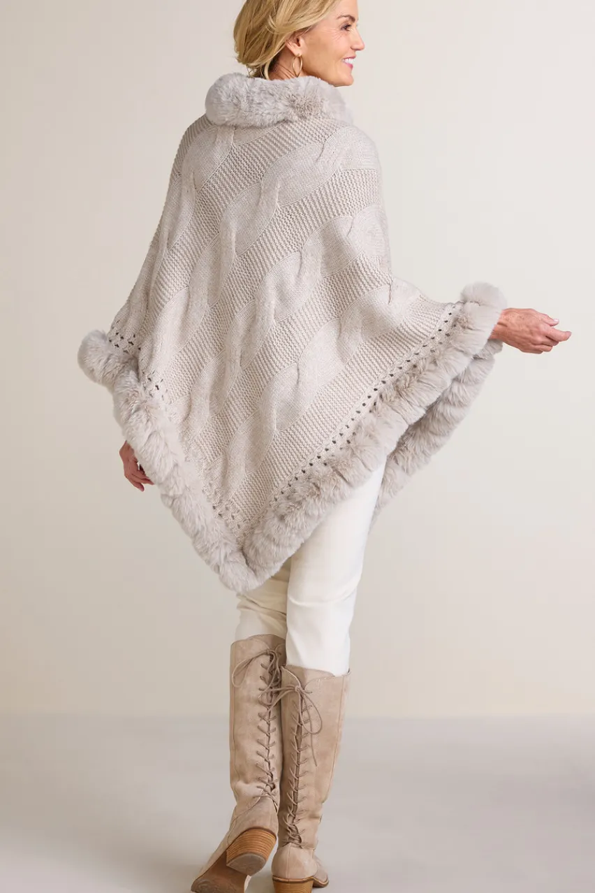 Alexi Cable Knit Poncho Scarves & Wraps