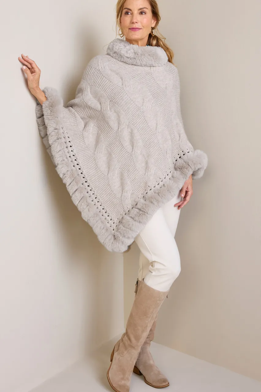 Alexi Cable Knit Poncho Scarves & Wraps