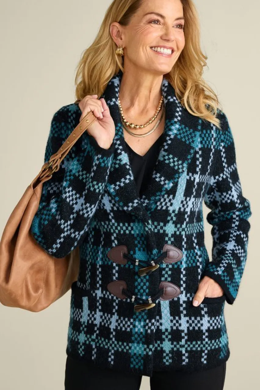 New Alpine Plaid Sweater Coat Tops|Sweaters & Cardigans