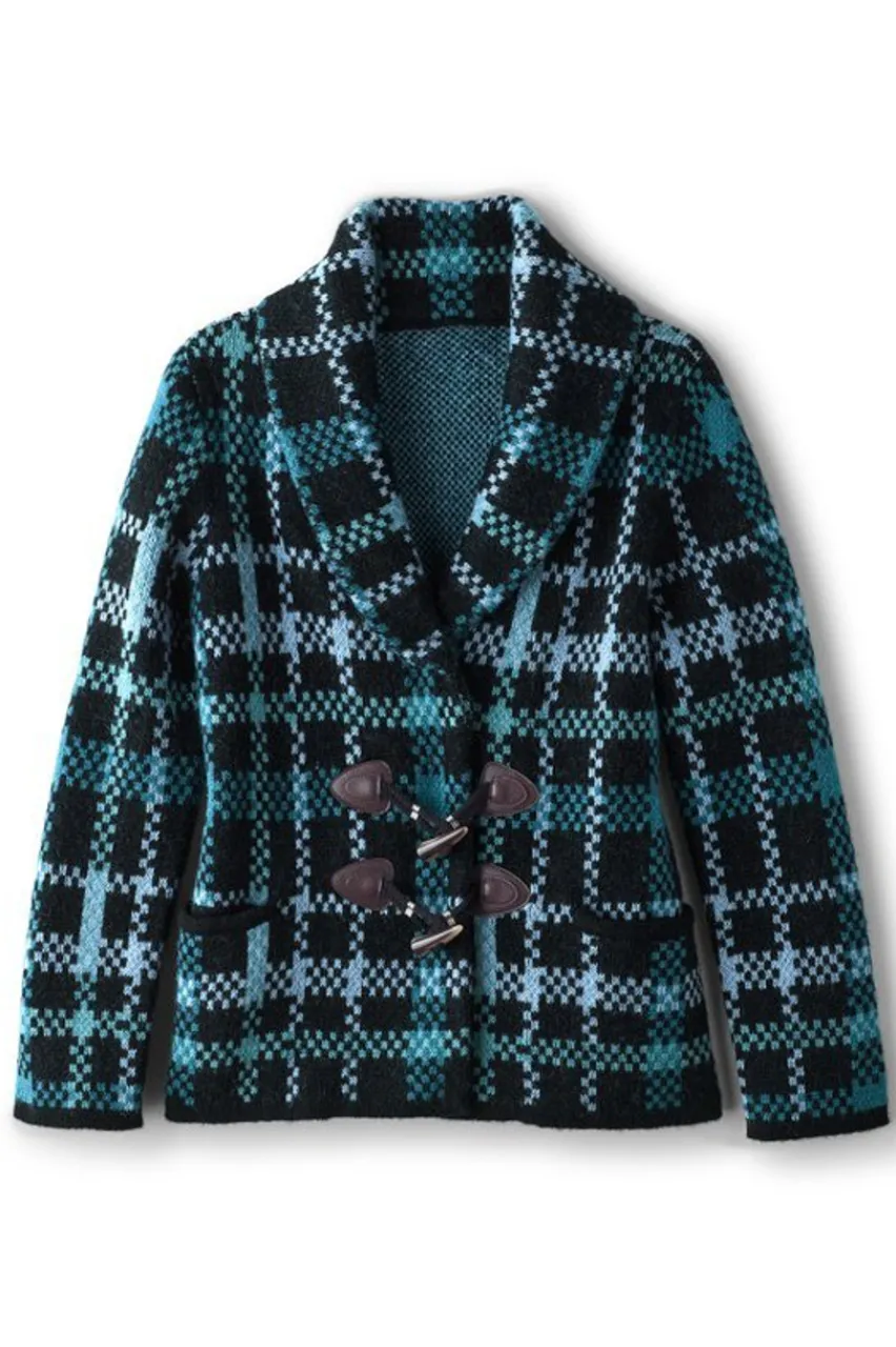 New Alpine Plaid Sweater Coat Tops|Sweaters & Cardigans