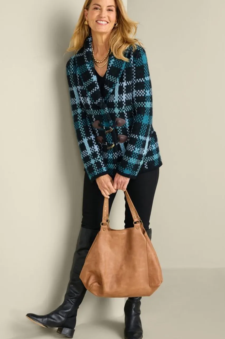 New Alpine Plaid Sweater Coat Tops|Sweaters & Cardigans
