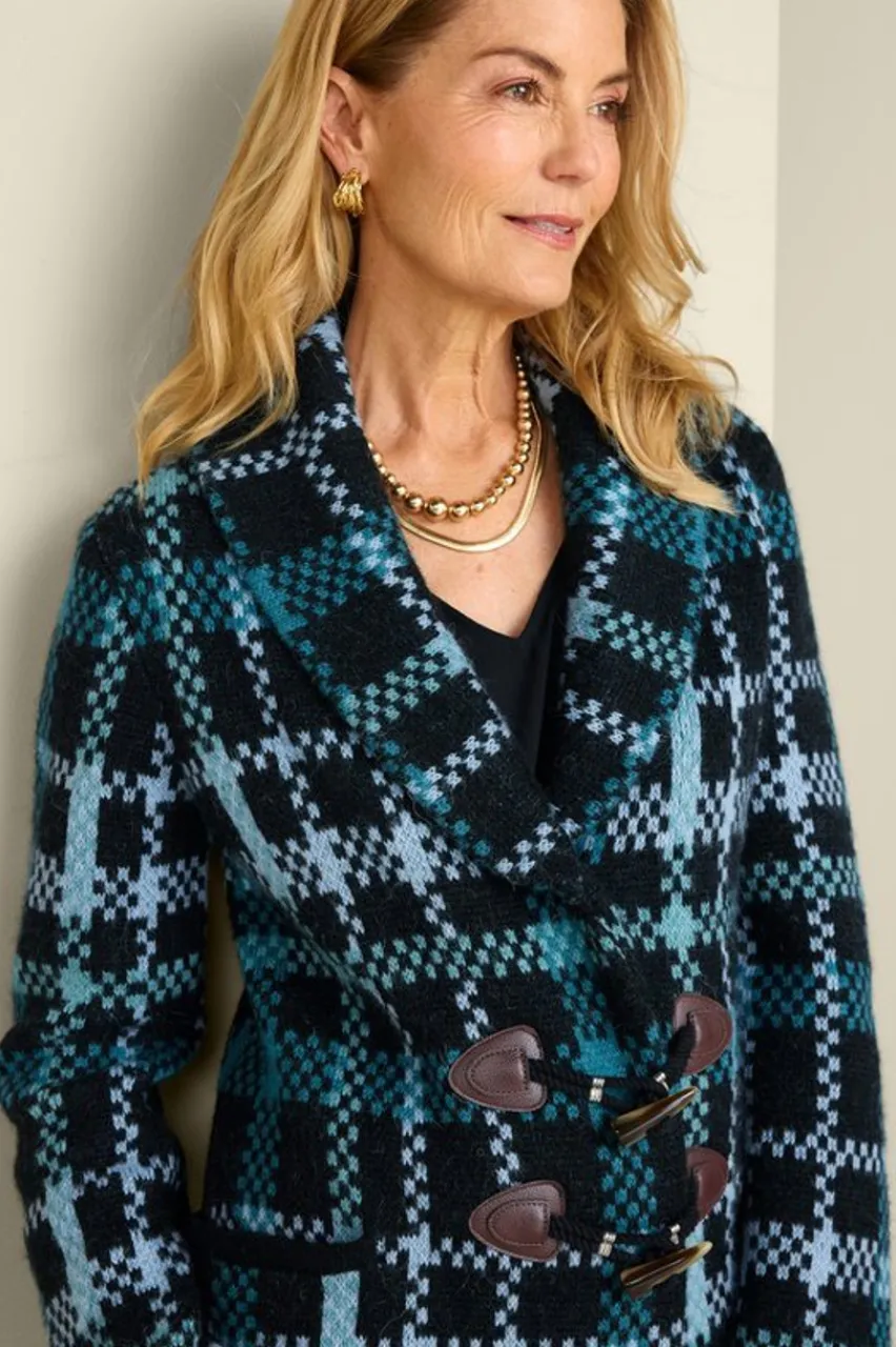 New Alpine Plaid Sweater Coat Tops|Sweaters & Cardigans