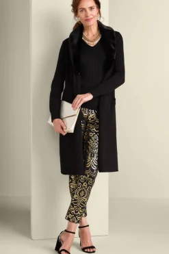 Amalie Faux Fur Collar Ribbed Cardigan Sweaters & Cardigans