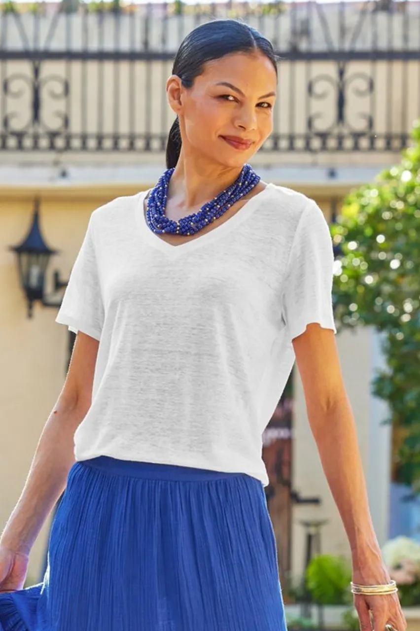 Aubrey Linen Slub Tee Tops