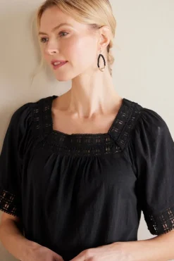 Sale Brianna Crochet Knit Tee Tops