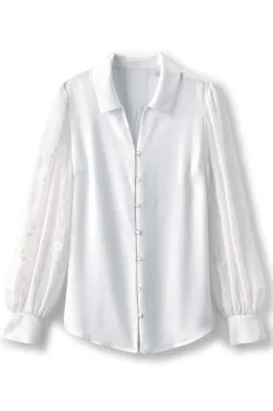 Sale Calathea Embroidered Sleeve Shirt Tops