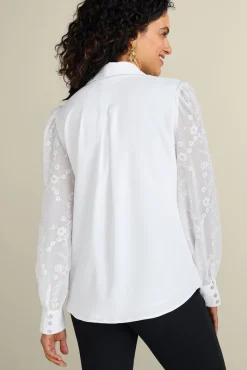 Sale Calathea Embroidered Sleeve Shirt Tops