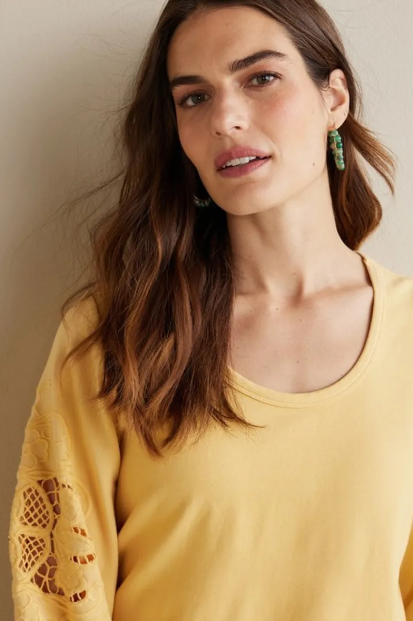 Best Charmaine Embroidered French Terry Top Tops