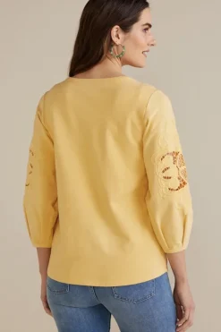 Best Charmaine Embroidered French Terry Top Tops