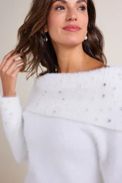 Discount Christina Embellished Cowl Neck Sweater Tunic Tops|Sweaters & Cardigans