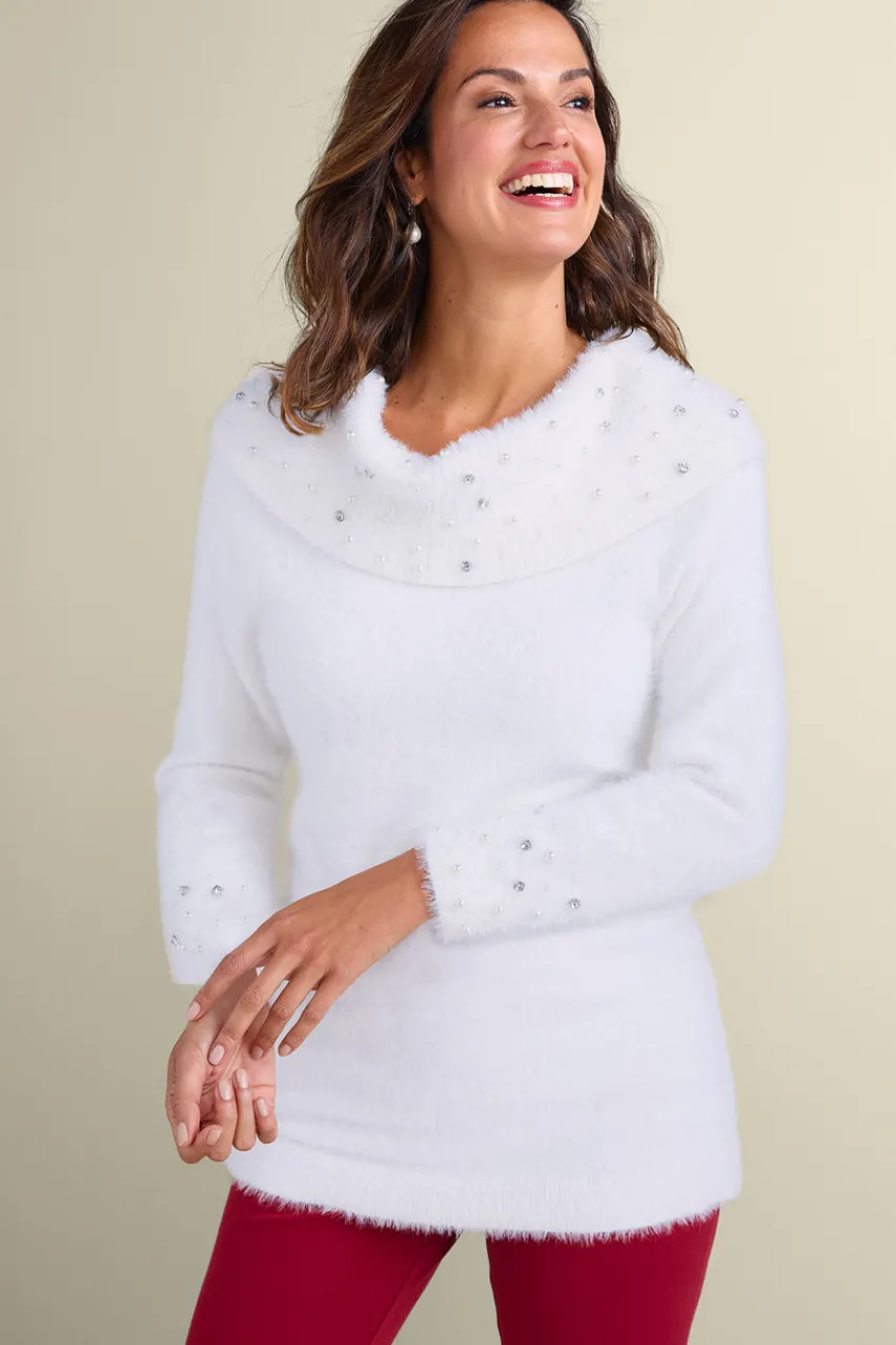 Discount Christina Embellished Cowl Neck Sweater Tunic Tops|Sweaters & Cardigans