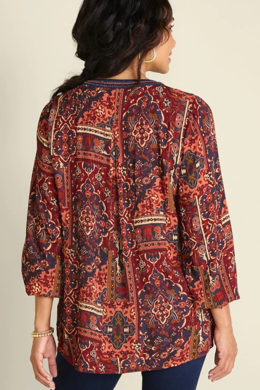 Cindra Embroidered Gauze Tunic Tops