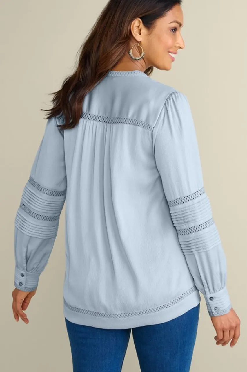 Clearance Connie Lace Trim Crepe Top Tops