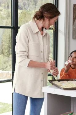 Sale Cozy Boyfriend Shirt Tops