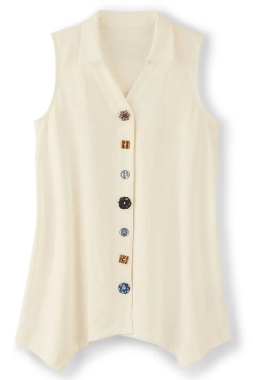 Danielle Button Tank Tops