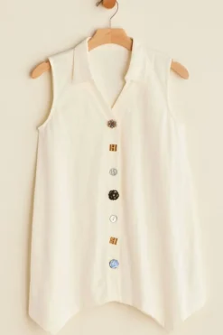 Danielle Button Tank Tops