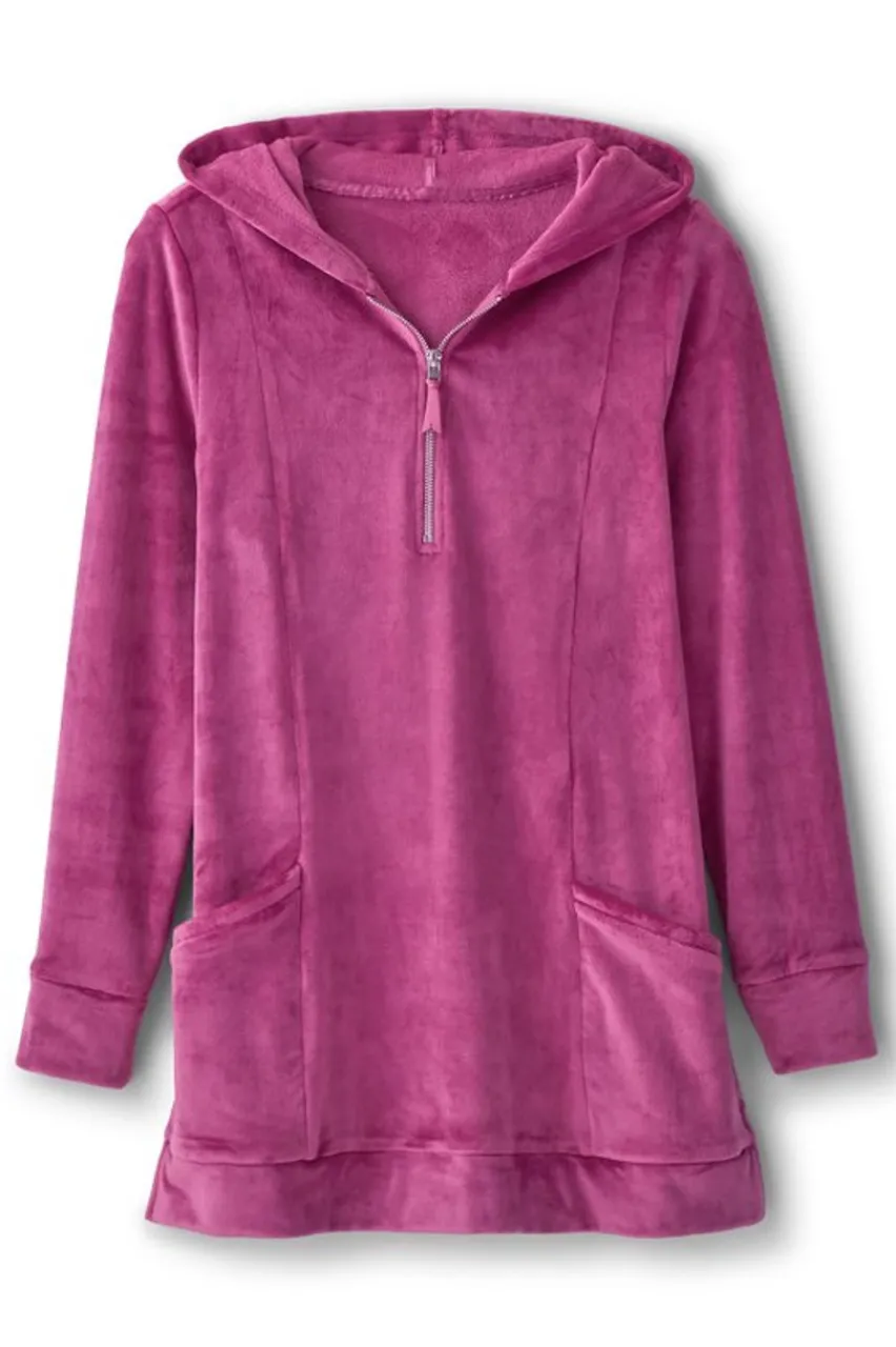 Online Dixie Velour Zip Hoodie Tunic Tops