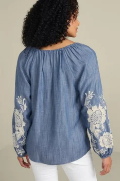 Hot Diya Embroidered Tencel™ Peasant Top Tops