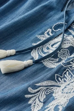 Hot Diya Embroidered Tencel™ Peasant Top Tops