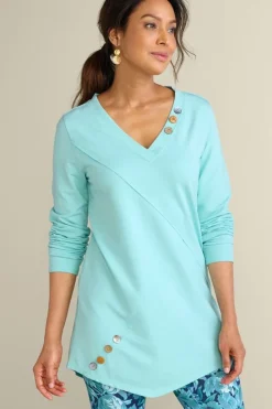 Outlet Dove French Terry Asymmetrical Tunic Tops