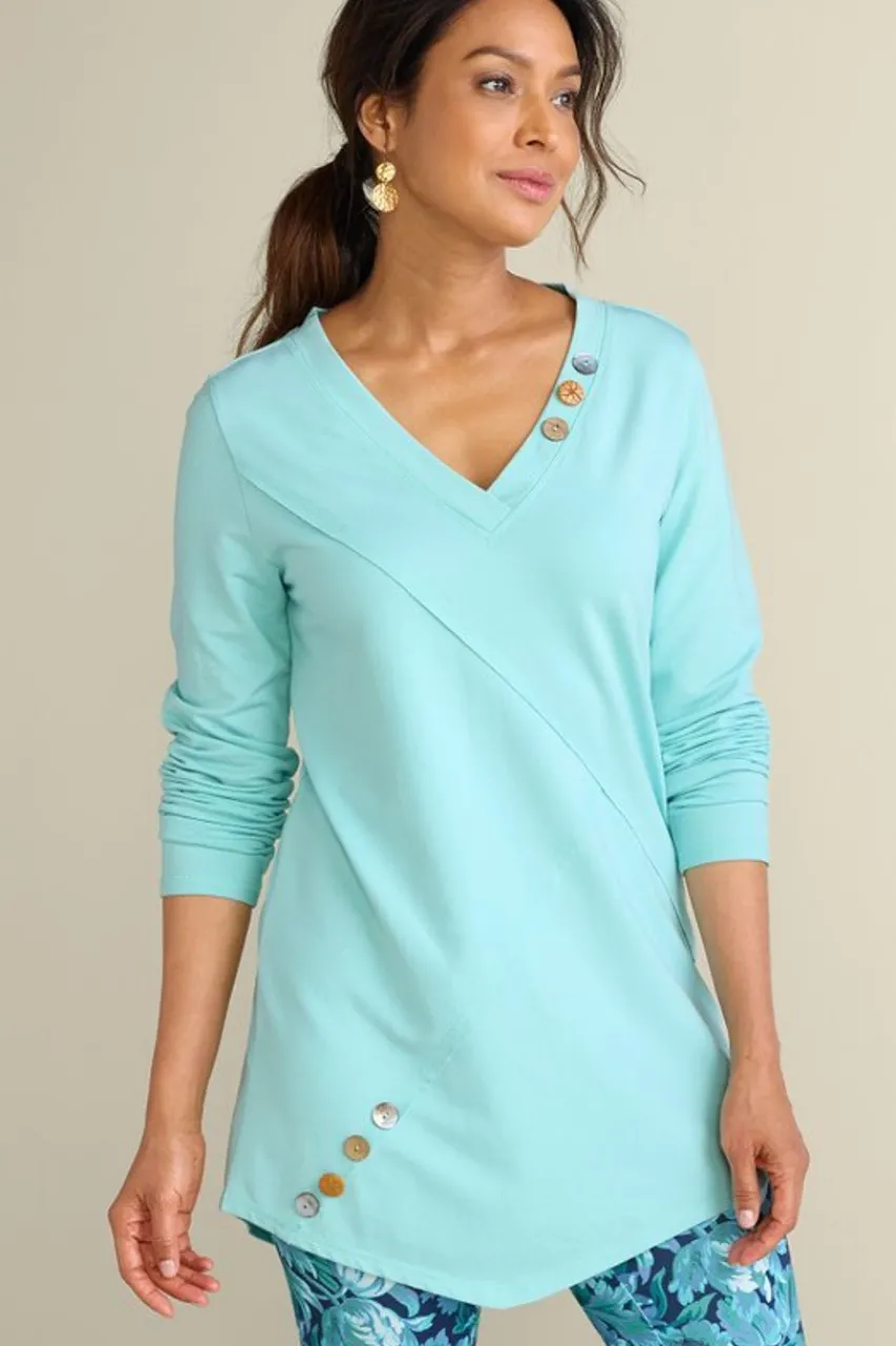 Outlet Dove French Terry Asymmetrical Tunic Tops