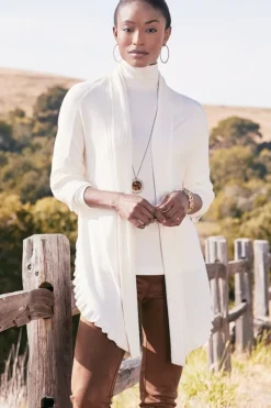 Discount Draped Ruffle Cardigan Tops|Toppers