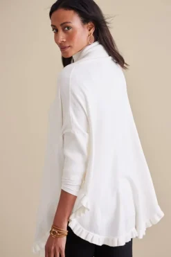 Discount Draped Ruffle Cardigan Tops|Toppers