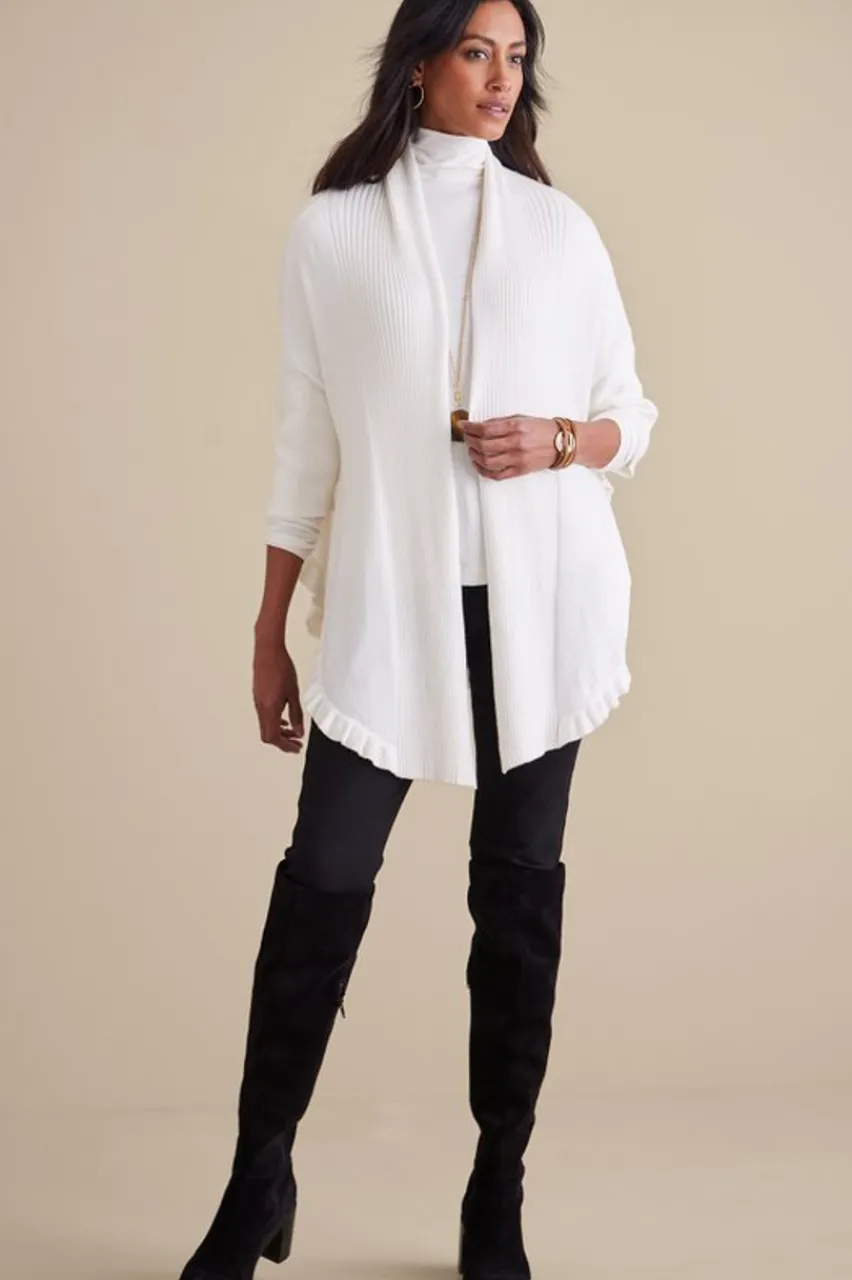 Discount Draped Ruffle Cardigan Tops|Toppers