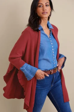 Discount Draped Ruffle Cardigan Tops|Toppers