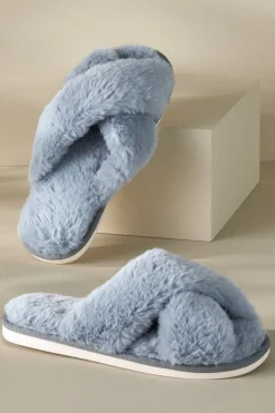 Sale Dreama Faux Fur Cross Band Slippers Shoes