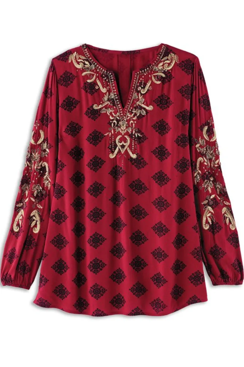 Clearance Eboni Embellished Tunic Tops