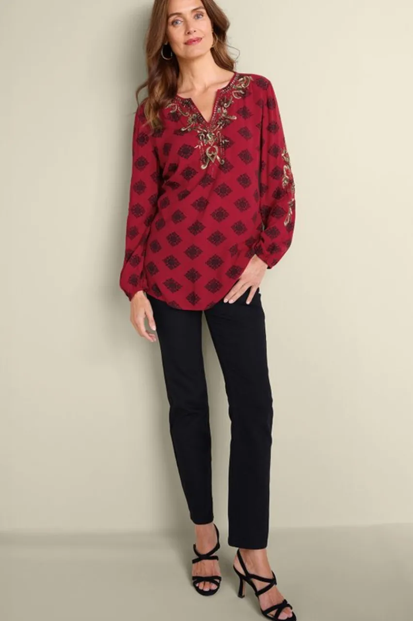 Clearance Eboni Embellished Tunic Tops