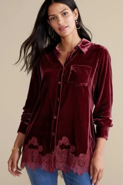Outlet Eden Velvet and Lace Shirt Tops