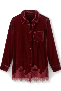 Outlet Eden Velvet and Lace Shirt Tops