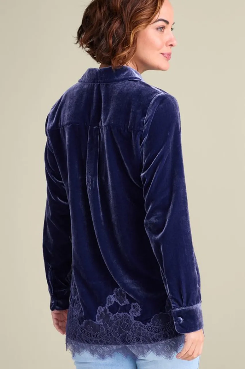 Outlet Eden Velvet and Lace Shirt Tops