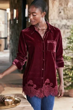 Outlet Eden Velvet and Lace Shirt Tops