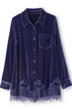 Outlet Eden Velvet and Lace Shirt Tops