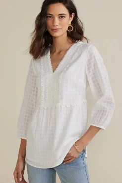 Clearance Elodie Windowpane Gauze Top Tops