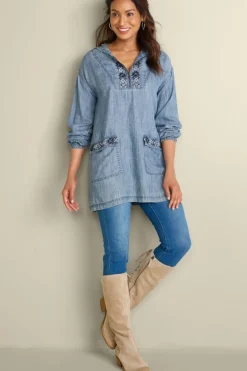 Online Evie Embroidered Tencel Hoodie Tops