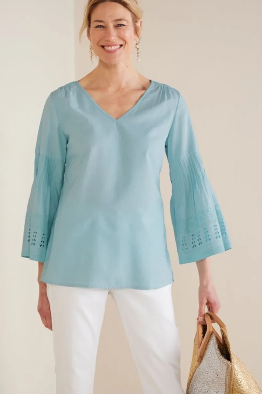 Online Heloise Eyelet Sleeve Tunic Tops