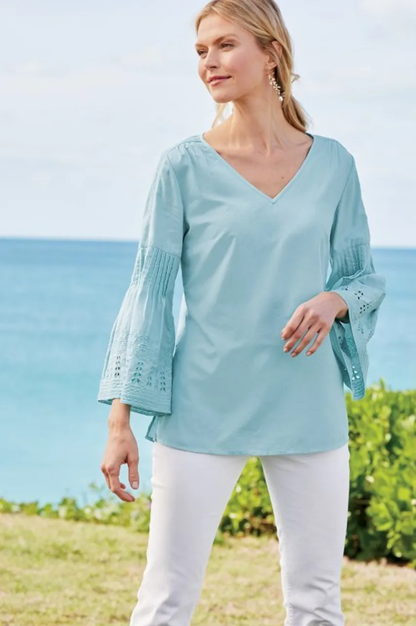 Online Heloise Eyelet Sleeve Tunic Tops
