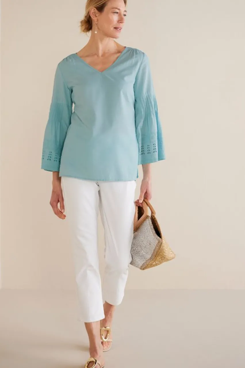 Online Heloise Eyelet Sleeve Tunic Tops