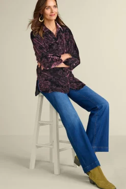 Hot Icon Silk Velvet Poets Tunic Shirt Tops