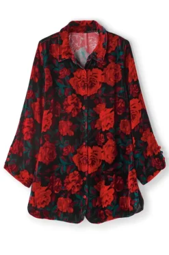 Hot Icon Silk Velvet Poets Tunic Shirt Tops