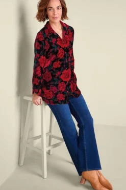 Hot Icon Silk Velvet Poets Tunic Shirt Tops