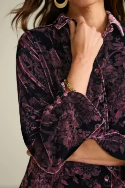 Hot Icon Silk Velvet Poets Tunic Shirt Tops