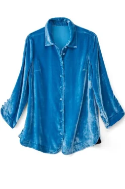 Hot Icon Silk Velvet Poets Tunic Shirt Tops